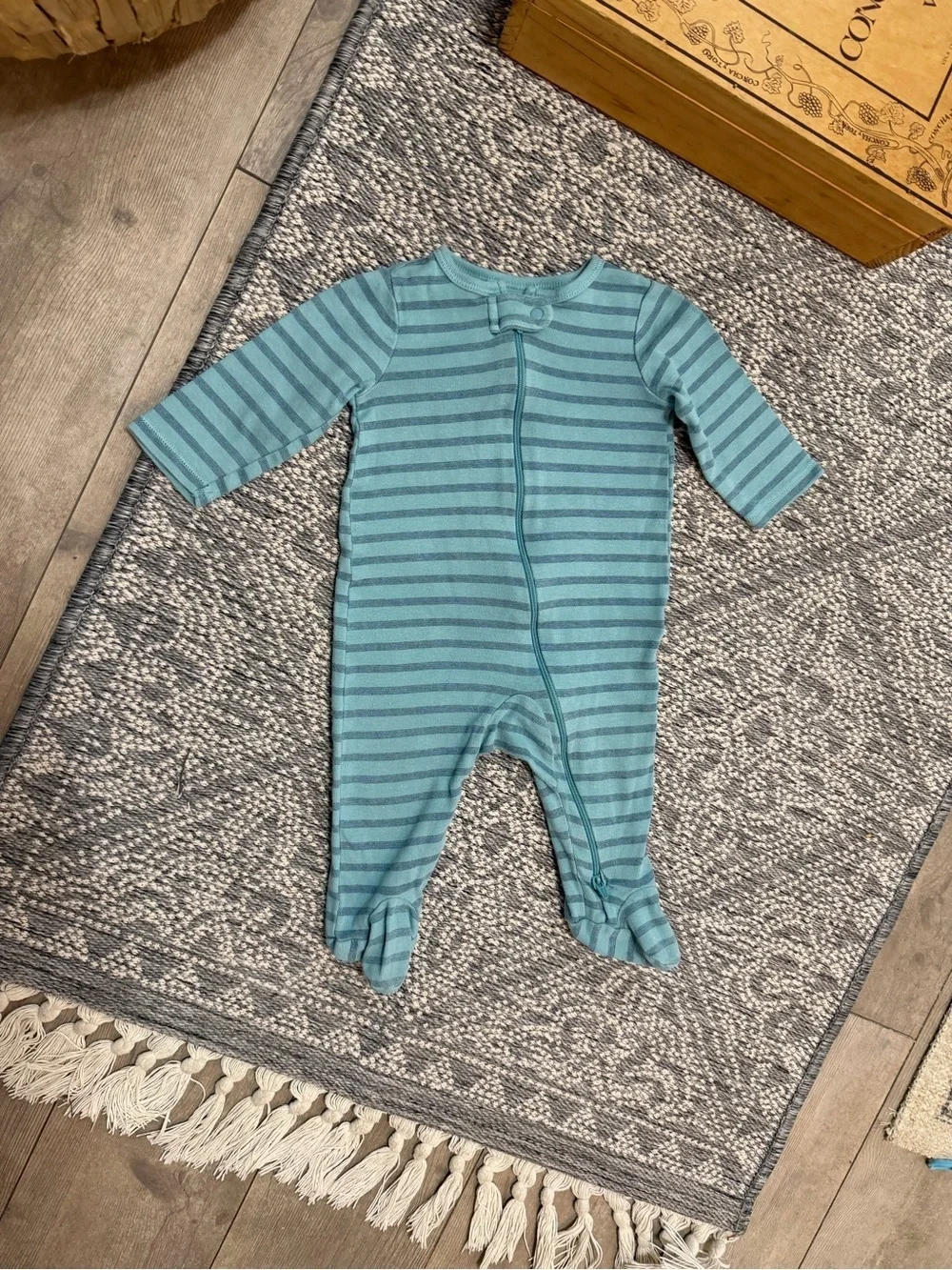 Carter's Baby Boy Modern Blue Striped Footie Pajamas 6 Months One-Piece Pajamas